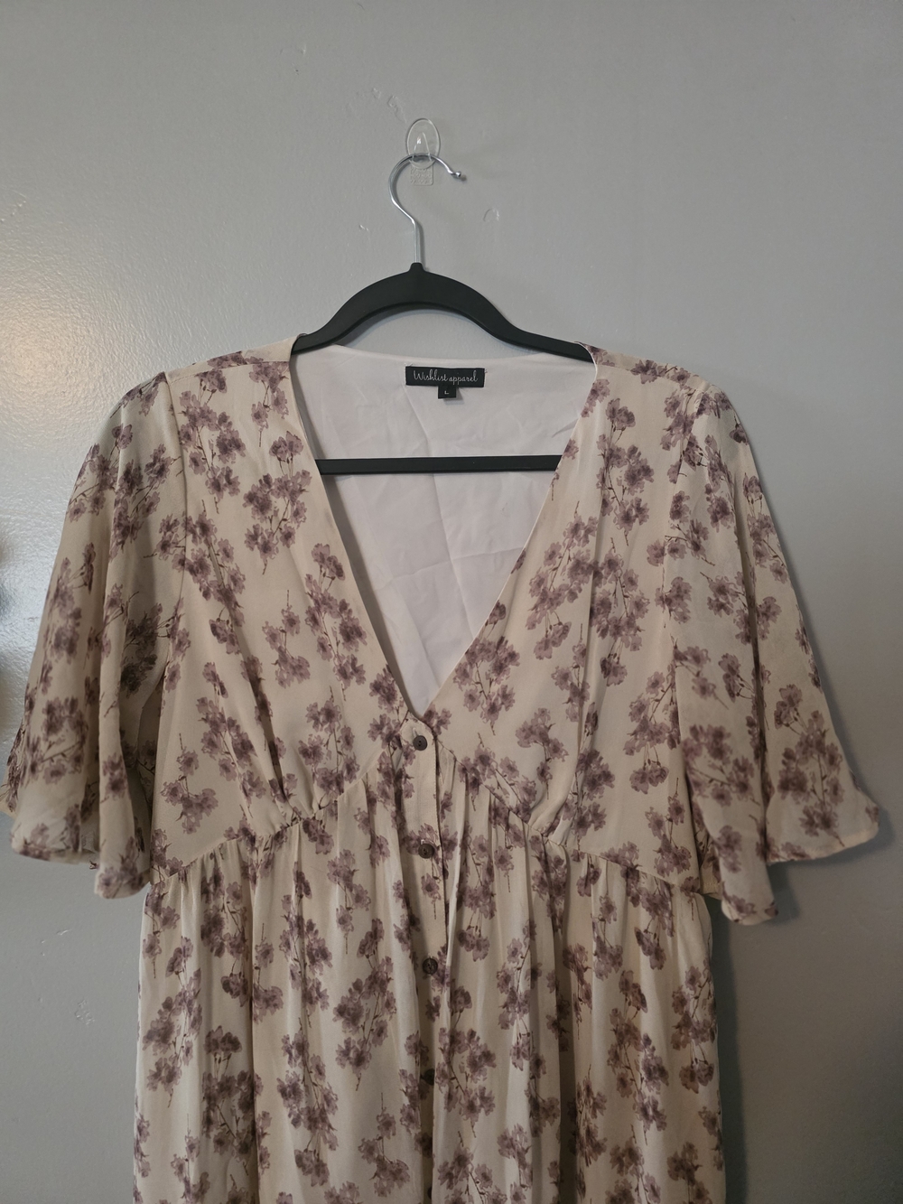 Thread & Supply Cream Floral V-Neck Button Tunic